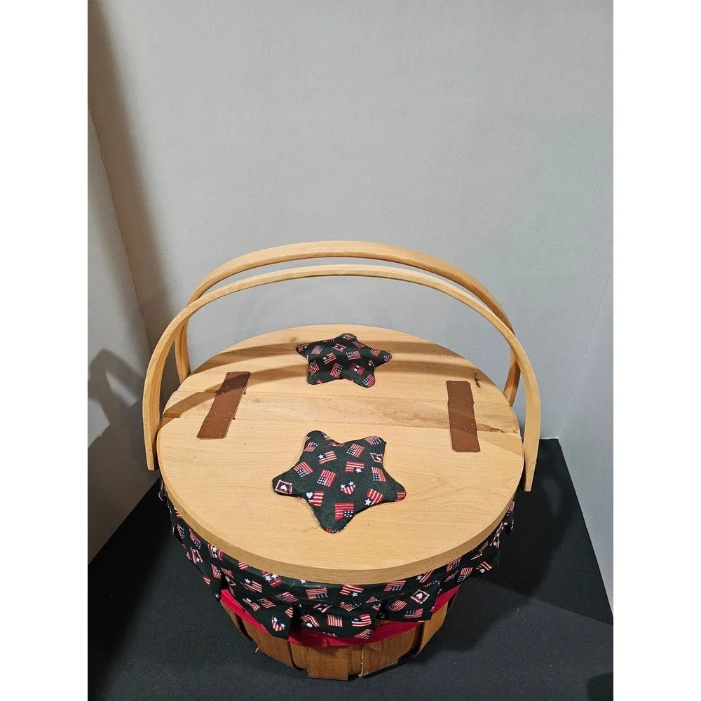 Vintage Americana Farmhouse Sewing Basket Picnic Basket